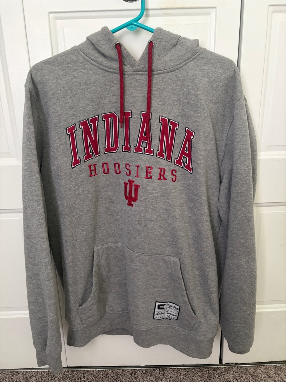 Colosseum Gray Pullover Hoodie with Red Indiana Hoosiers Script